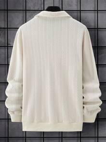 Manfinity Hypemode Men Letter Embroidery Quarter Zip Sweatshirt - Apricot - View 2