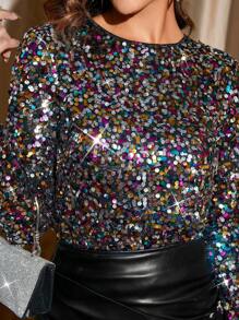 SHEIN Clasi Women's Sequin Shirt - Multicolor - View 5