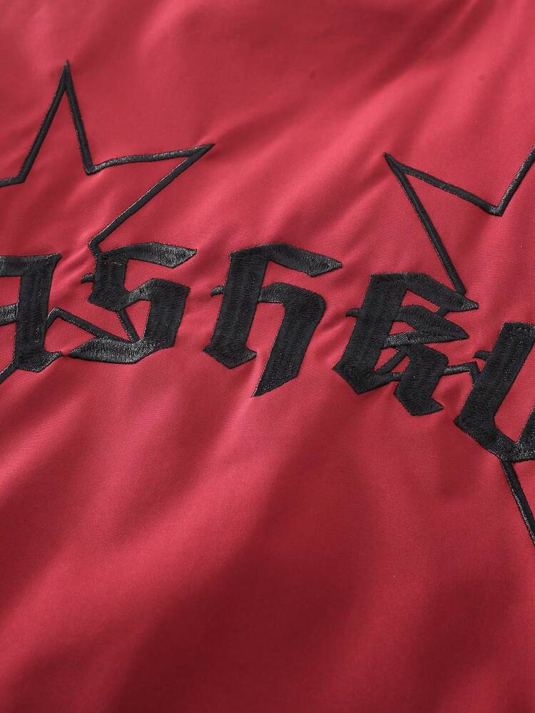 Men Star & Letter Graphic Drop Shoulder Jacket