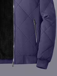 Manfinity Homme 男士鬆身拉鍊夾棉外套 - 紫色 - 查看 3