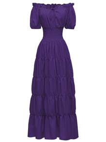 Vestido De Mujer Medieval - Morado - Ver 1