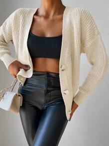 EURMUSE 紐扣門襟落肩開襟衫