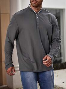 Manfinity Homme Camisa Polo De Talla Grande Para Hombre Con Ribete A Rayas