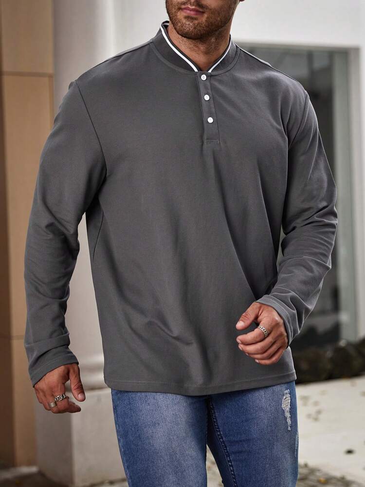 Men Plus Striped Trim Polo Shirt