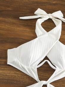 Women's Cross Strap Cut Out One-piece Swimsuit - White - View 3