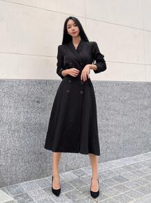 DAZY Khăn quàng Đôi ngực Váy có thắt lưng - màu đen - Xem 6