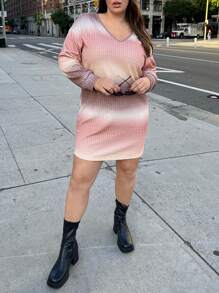 SHEIN Essnce 大尺寸漸層連身裙 - 彩色 - 查看 5