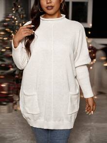 Calvaya Hơn Túi Kép tay cánh Áo len dài - Màu be - Xem 5