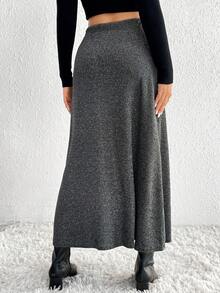 SHEIN Essnce Của phụ nữ Lỏng lẻo Eo dây rút Váy - Màu xám đen - Xem 5