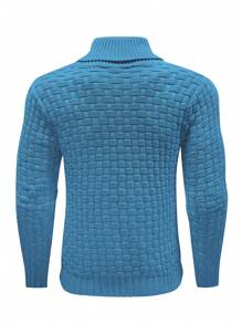Manfinity Homme Men Letter Patched Detail Button Front Sweater - Baby Blue - View 2