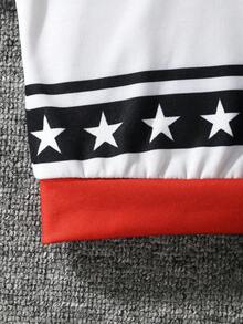 Đứa bé trai Ngôi sao & Đồ họa Chữ cái Khối màu Áo nỉ có mũ - Nhiều màu - Xem 6