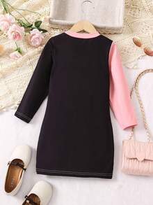 SHEIN Young Girl Color-Block Dress - Multicolor - View 2