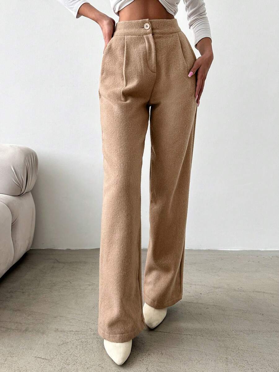 EURMUSE 女性素色直筒褲