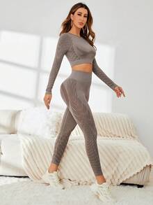 Easithlete Seamless Raglan Sleeve Sports Set - Blue - View 5