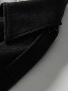 Manfinity Homme 男士寬鬆版型雙排扣大衣配皮帶 - 黑色 - 查看 5