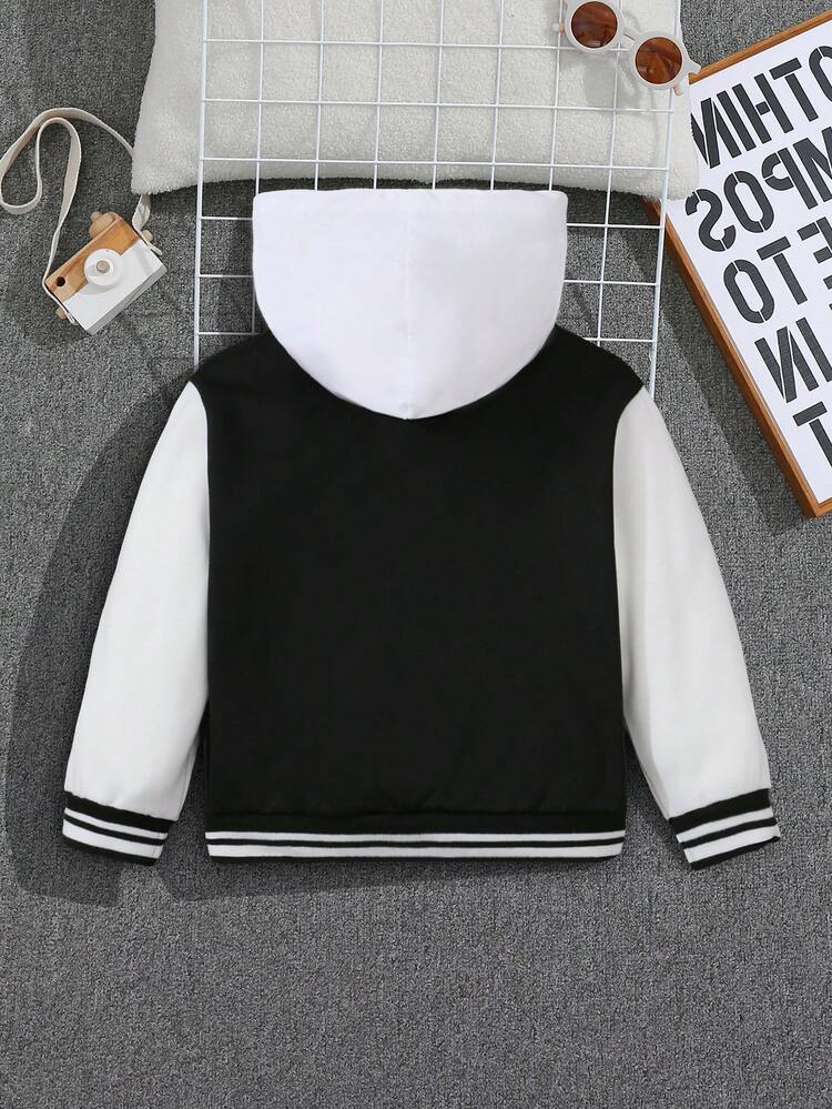 Boys' Casual And Comfortable Color Block Printed Jacket