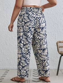 SHEIN VCAY Plus Tropical Print Wide Leg Pants - Multicolor - View 3