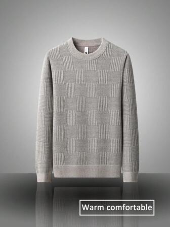 Men Plus Solid Crew Neck Sweater