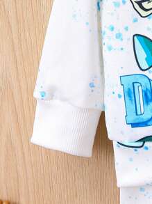 Em bé Con trai Khủng long & Chữ in Hoodie Và Quần Bộ - Nhiều màu - Xem 5