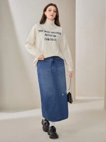 Mulvari Women'S High Neck Drop Shoulder Sweater - White - View 6