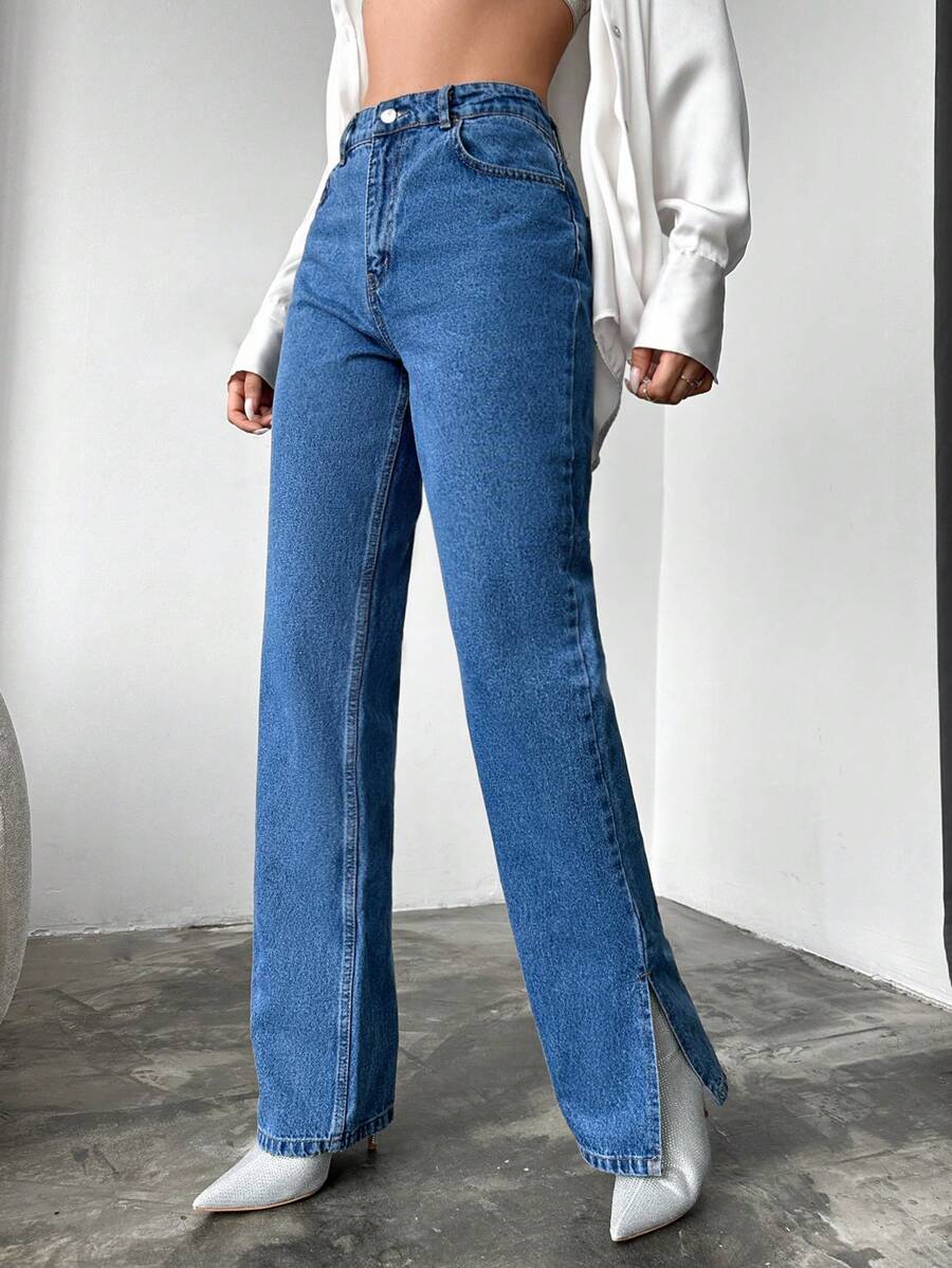 EURMUSE Jean Droit Fendu - Bleu azur - Voir 1