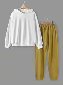RueChic Teen Girls' Slogan Printed Hoodie And Pants Set