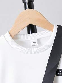 SHEIN Con trai Niềm vui In Áo nỉ Và Quần thể thao Bộ ( Nhỏ bé Đứa trẻ ) - Nhiều màu - Xem 3