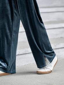 GENTILAND 男士腰部抽繩斜口袋長褲 - 灰色 - 查看 6