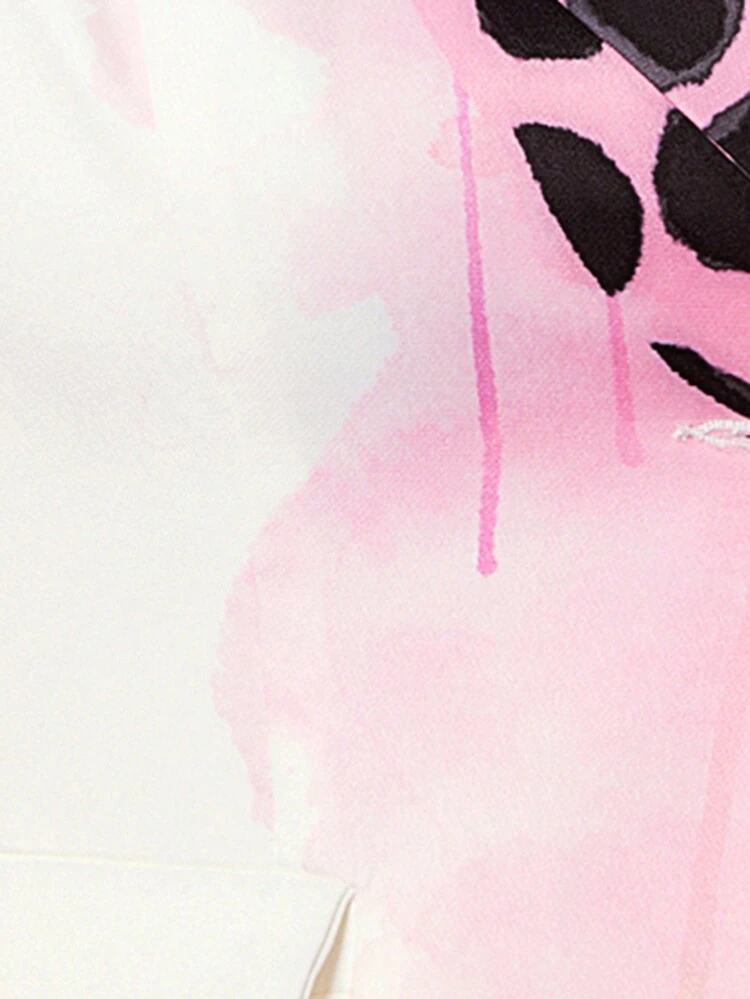 Dot and Slogan Graphic Colorblock Peak Lapel Blazer