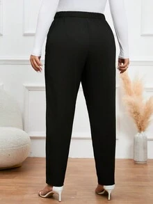 Calvaya Talla grande Pantalones cónicos con diseño de botón - Negro - Ver 2