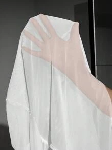 SHEIN ICON Contrast Mesh Bodysuit & Cross Wrap Bodycon Skirt - White - View 6