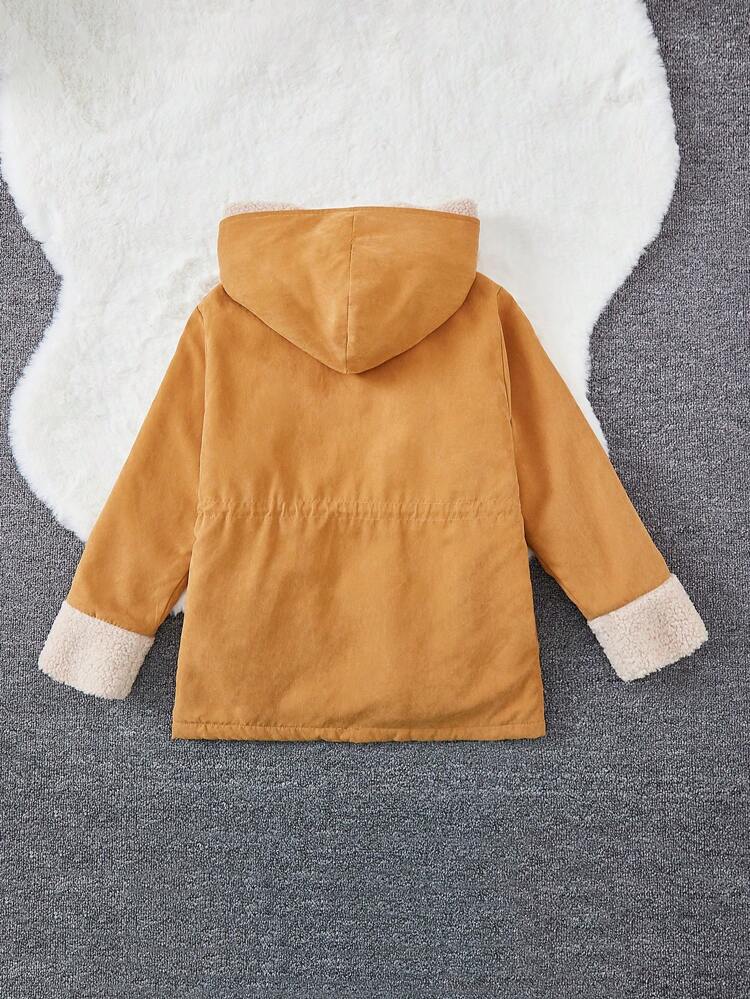 Tween Girl Drawstring Waist Thermal Lined Hooded Coat
