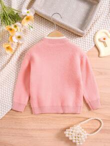 SHEIN Cô Gái Trẻ Mô hình Cartoon Cổ giả Áo len - Hồng - Xem 2