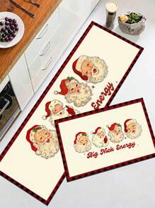 SHEIN 1pc Christmas Santa Claus Pattern Rug - Multicolor - View 9