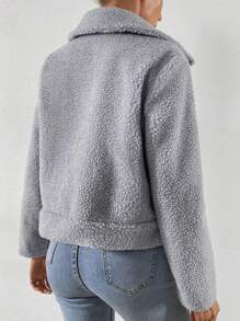 SHEIN Essnce Double Breasted Teddy Jacket