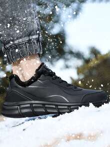 Nam Không thấm nước Ấm áp Giày thể thao In Nguyên chất Đen - màu đen - Xem 2