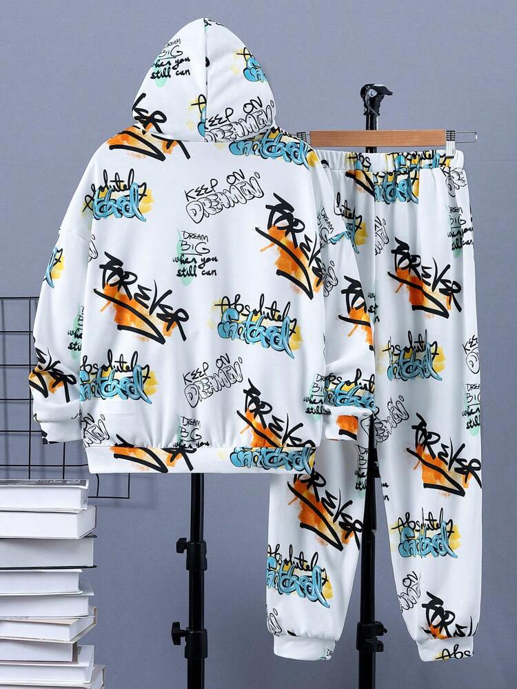 Tween Boy Letter Graphic Hoodie & Sweatpants