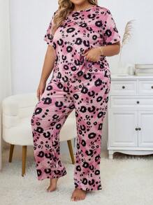 Verve Patterns Plus Leopard Print PJ Set - Multicolor - View 4