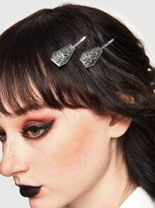 ROMWE Grunge Punk 2入組女士蛇裝飾鋅合金髮夾