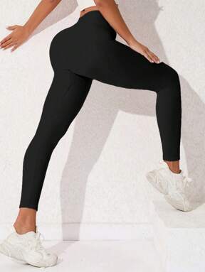 Easithlete Leggings de sport à taille large et unicolore pour femmes, pantalon de yoga