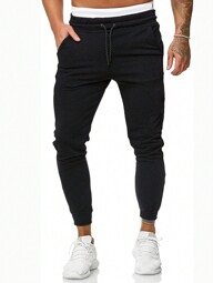 Manfinity Homme 男士宽松纯色抽绳腰慢跑运动裤