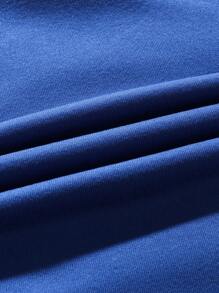 Men's Thermal Lined Hoodie With David Letter Print - Blue - View 5