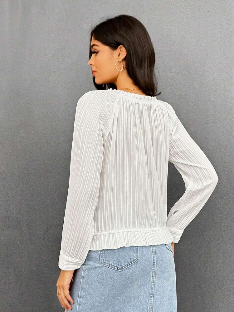 Women's Frill Hem Pleated Shirt