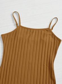 Muchica Vestido ajustado unicolor tejido de canalé - Marrón - Ver 5