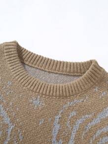 Manfinity Nam Hình sao Rách Thả vai Áo len - Cà phê nâu - Xem 4