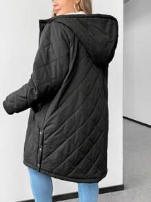 SHEIN Maternity Plus Size Zipper Front Hoodie With Thermal Lined , For Winter