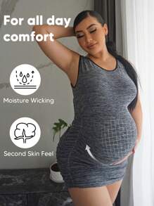 Maternity Marled Knit Bodycon Dress - Grey - View 1