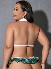 Plus Size 3pcs/Set Sexy Role Play Costume Wireless - Green - View 2