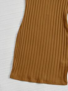 Muchica Vestido ajustado unicolor tejido de canalé - Marrón - Ver 4