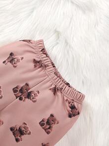 SHEIN 男嬰小熊印花衛衣和衛褲&帽 - 棕色 - 查看 7